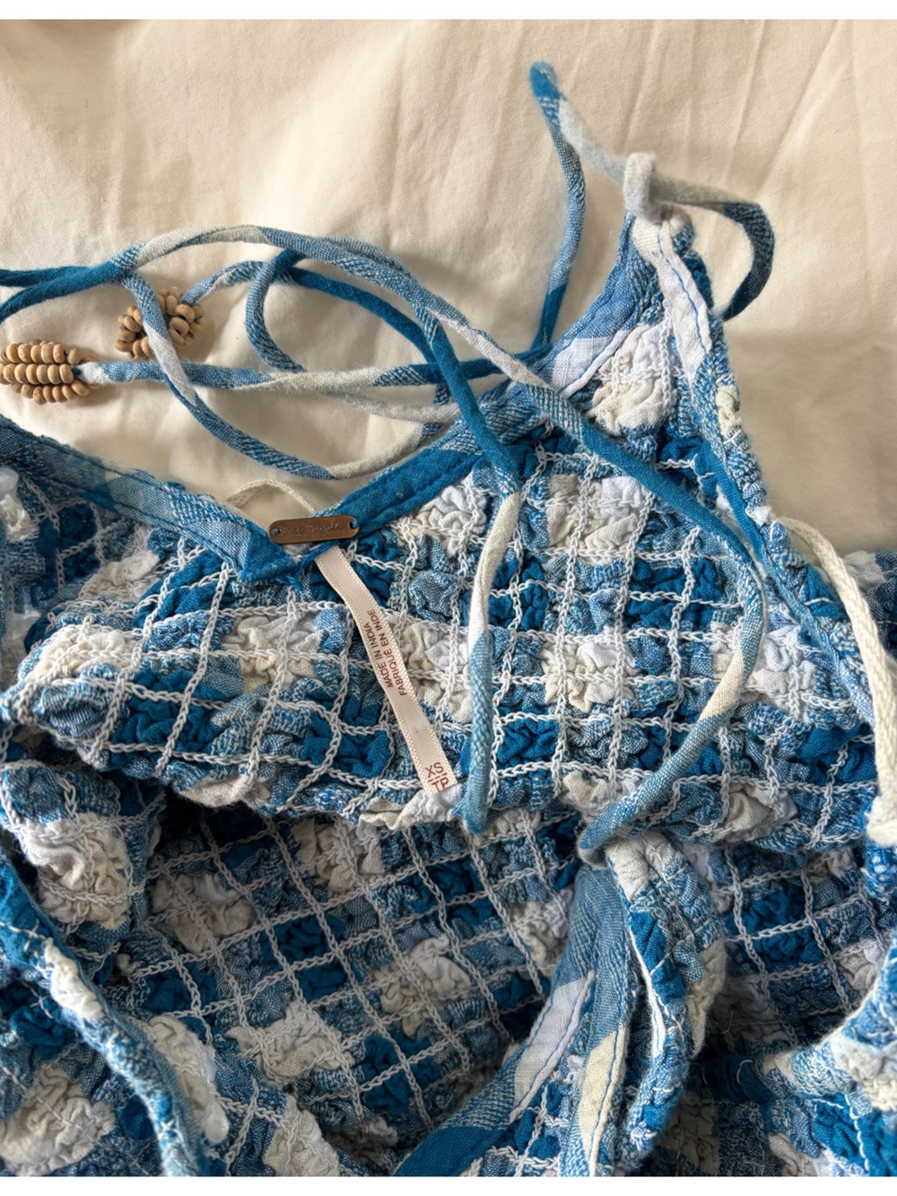 Blue Gingham V-Neck Summer Maxi Dress - Picture 4 of 5
